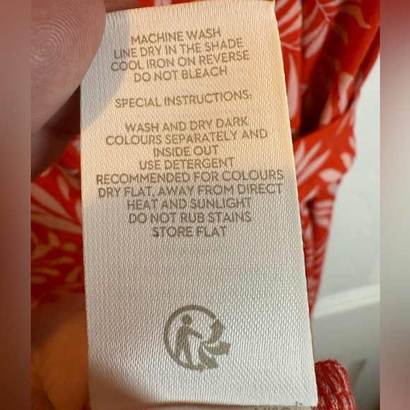 Boden Women’s Orange Wrap Knee Length Dress with Botanical Leaf Print Stretchy - Picture 11 of 12